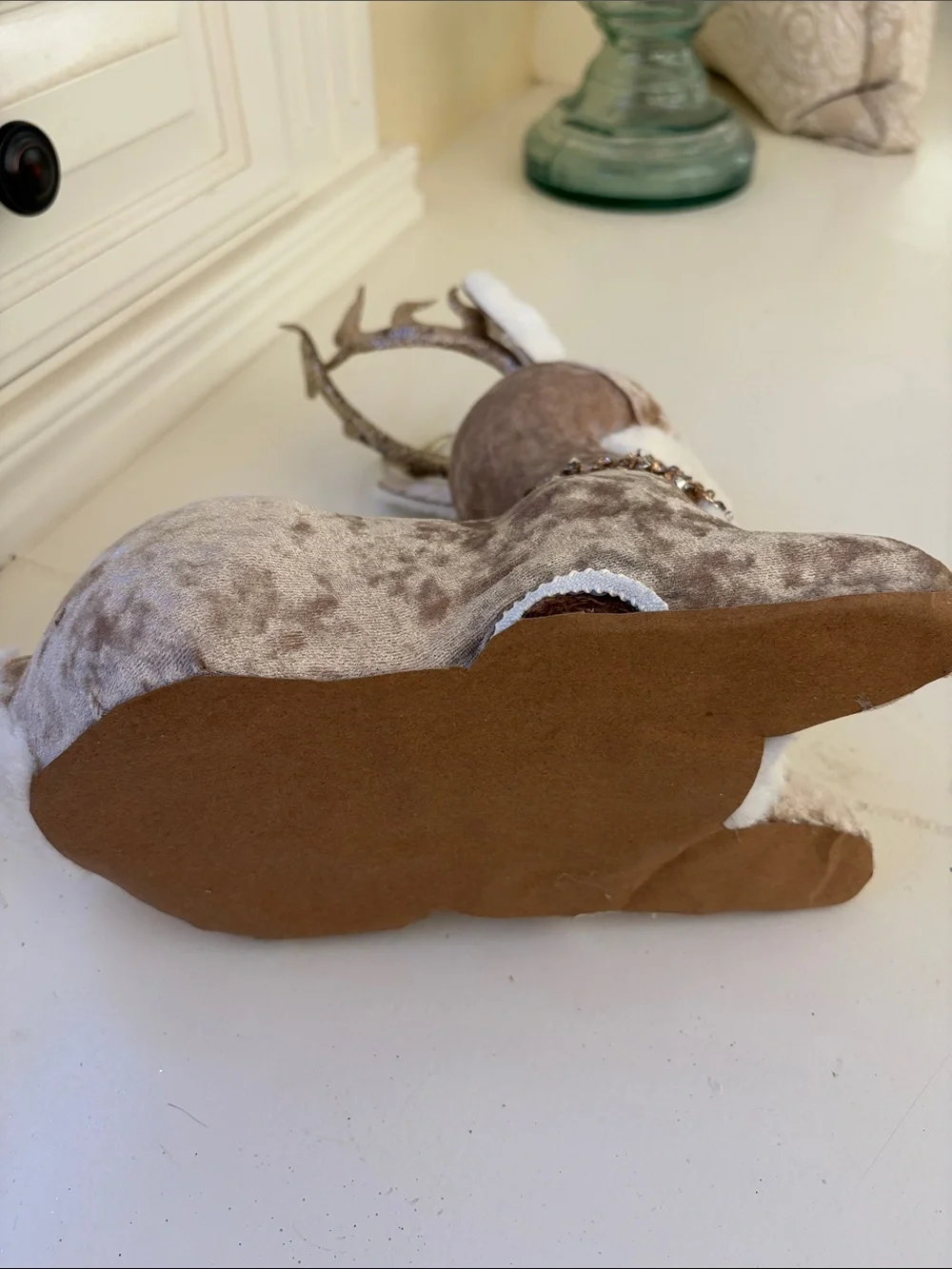 Holiday Reindeer Decor with Gold Antlers